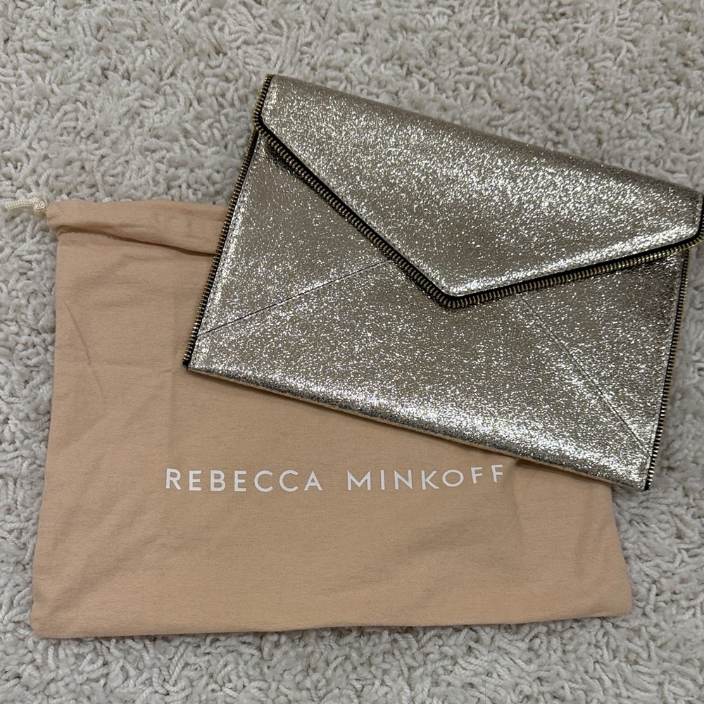 Rebecca Minkoff Metallic Silver Envelope Clutch